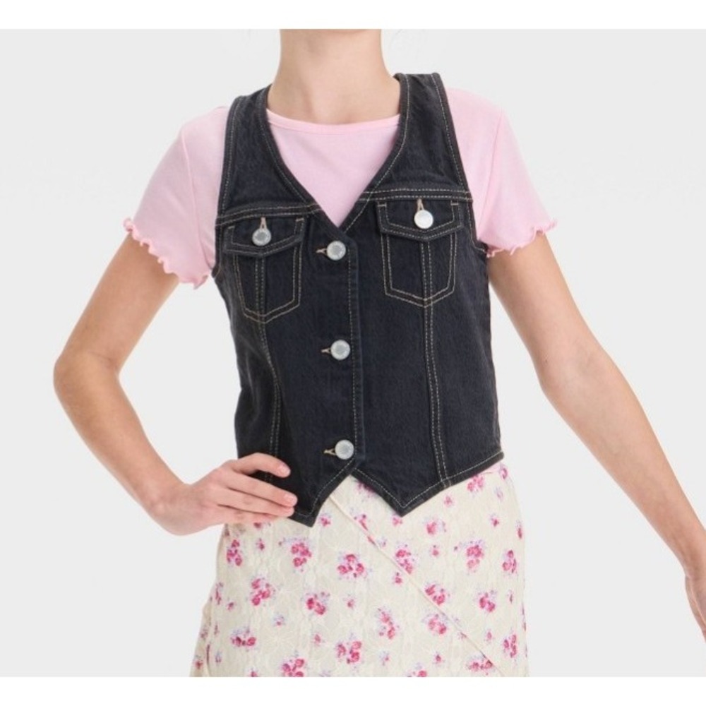 Girls' Denim Vest - art class™ Black Wash size M 8